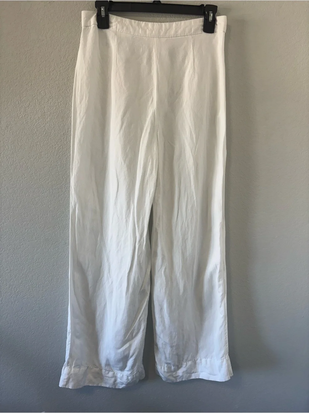 H&M White Linen Blend Wide Leg Pants Women’s Size 4 High Rise Summer